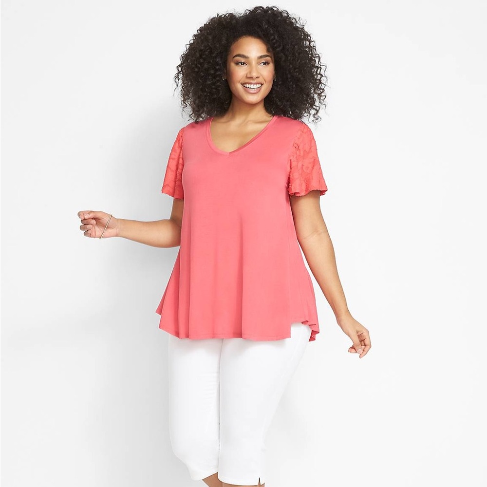 Lane Bryant Burnout Short-Sleeve Swing
Tunic Size 22/24